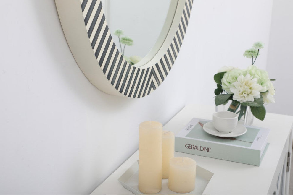 Otto Round Mirror, 28", Chevron