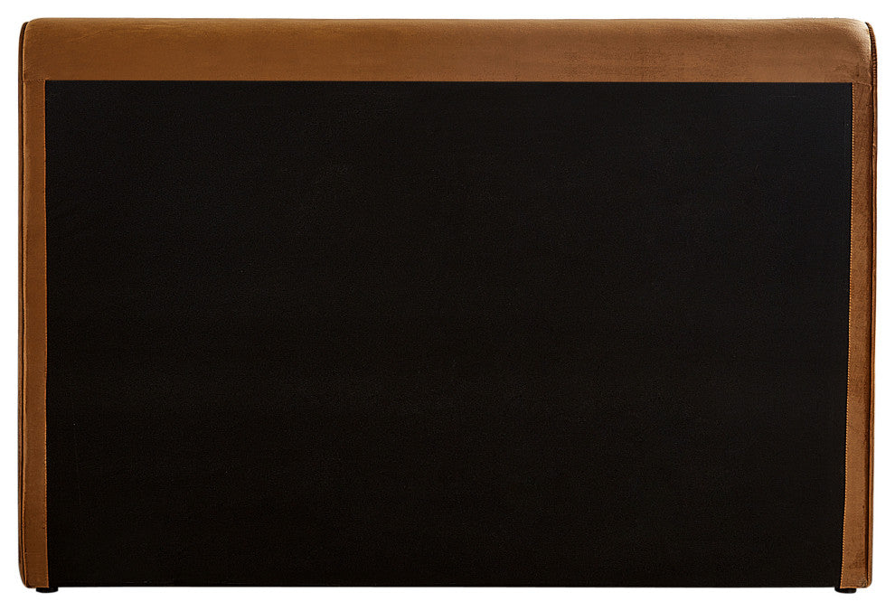 Sloan Black Velvet Full Bed, Saddle, Queen