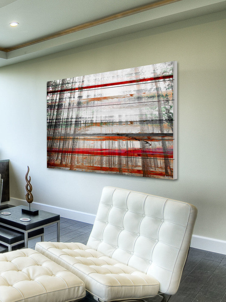 "Grey Trees" Print on White Wood, 36"x24"