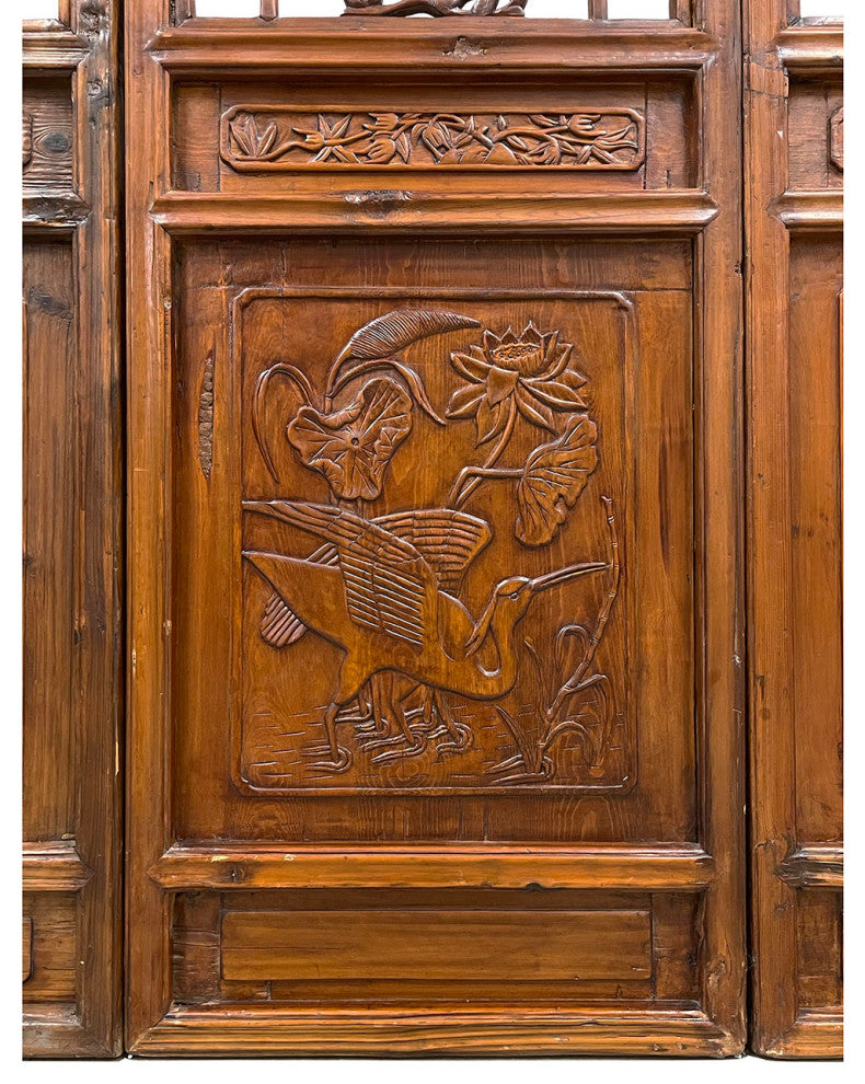 Consigned Antique Chinese Handcraft 3 Panels Wooden Screen/Room Divider