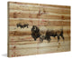 "Buffalo Walking" Painting Print on Natural Pine Wood, 36"x24"