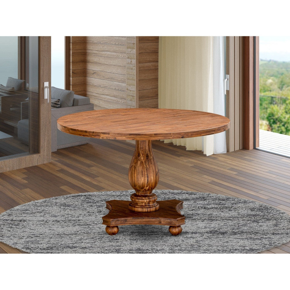 Irving Dining Table, Rustic Rubberwood Table, Sandblasting Antique Walnut Finish