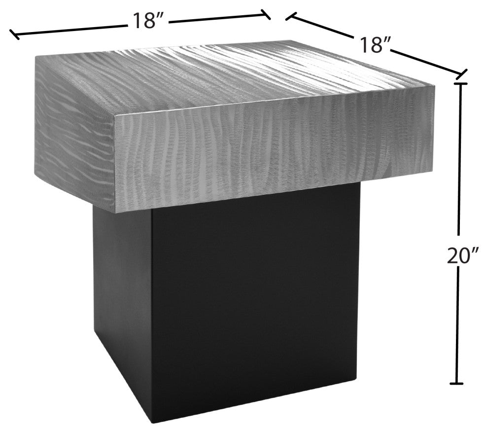 Palladium Textured Metal End Table, Silver