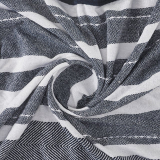 Horizontal Striped and Textured Throw Blanket with Fringe