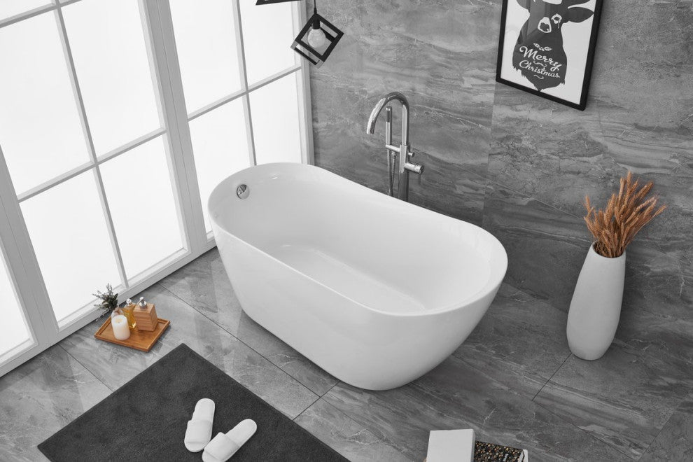 Chanel 59" Soaking Single Slipper Bathtub, Glossy White