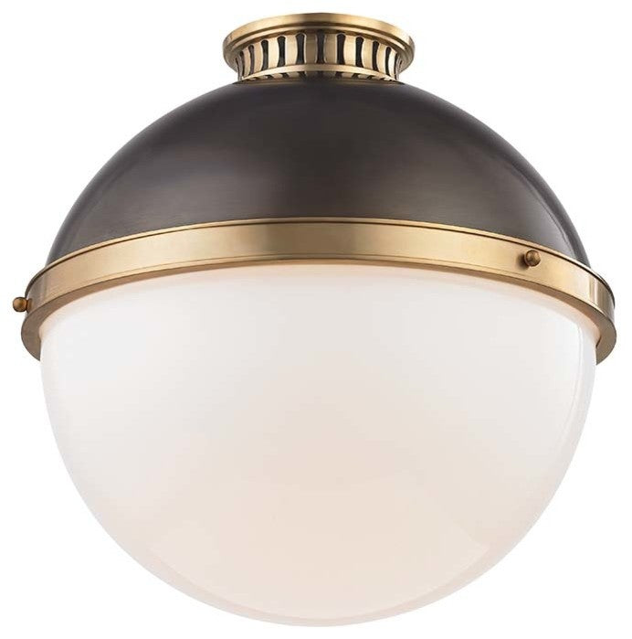 Latham 1-Light Large Flush Mount, Aged/Antique Distressed Bronze