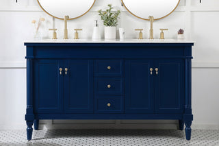 Lewis 60" Double Bathroom Vanity, Blue