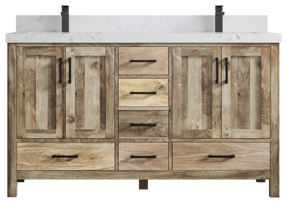 Malibu Mango 60 Double Sink Bathroom Vanity in Natural 2" Empira Quartz