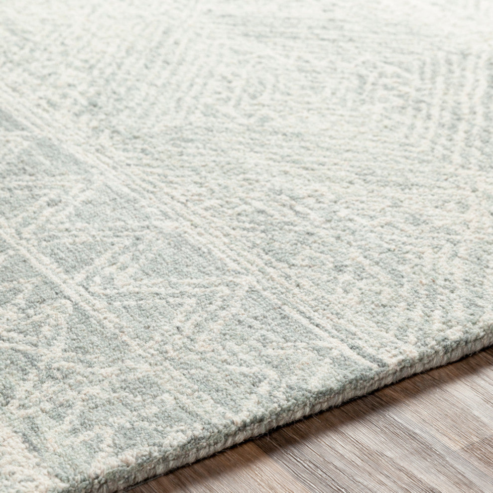 Surya Newcastle NCS-2312 Bohemian Area Rug, Sea Foam, 9' X 12' Rectangle