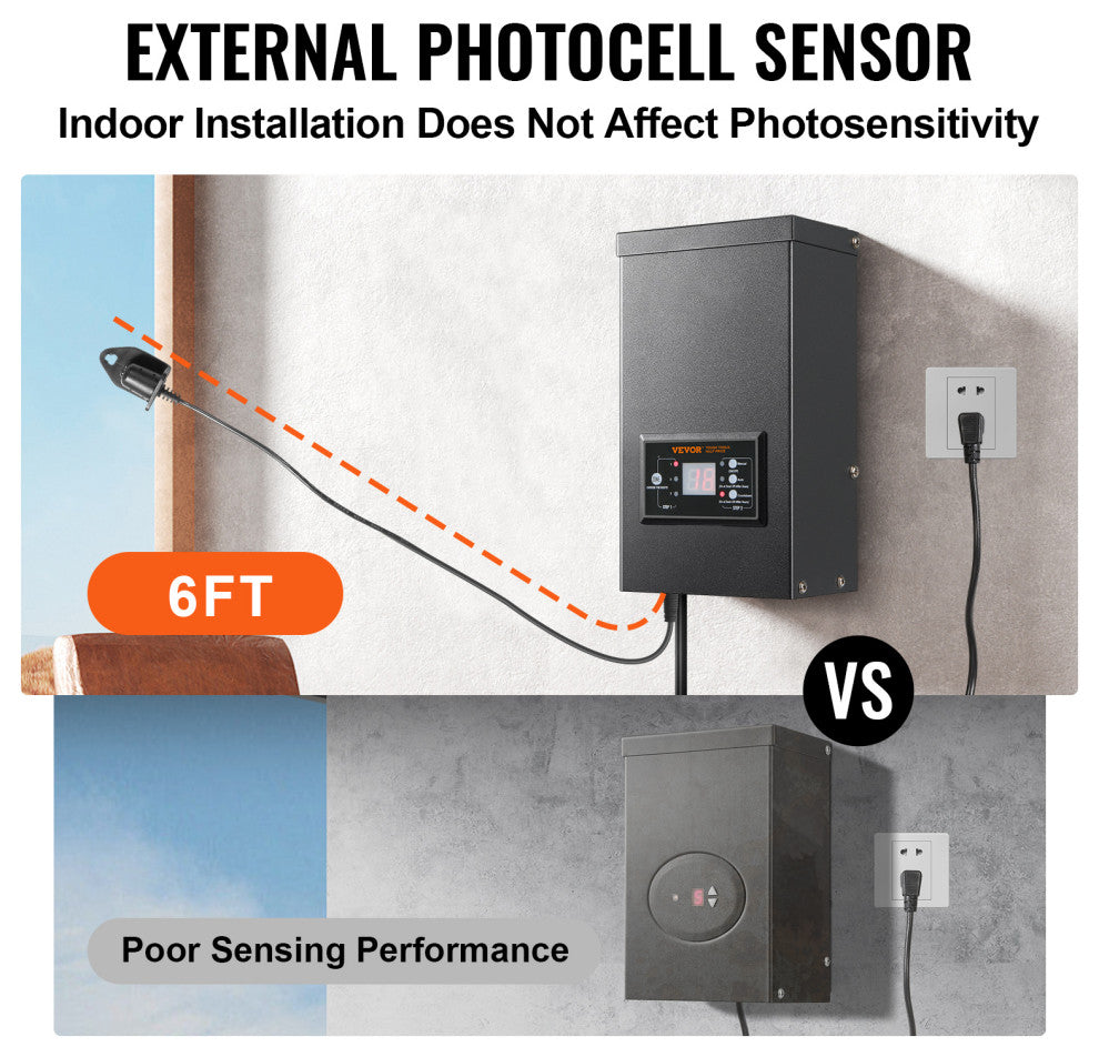 VEVOR 200W Low Voltage Landscape Transformer with Timer and Photocell Sensor