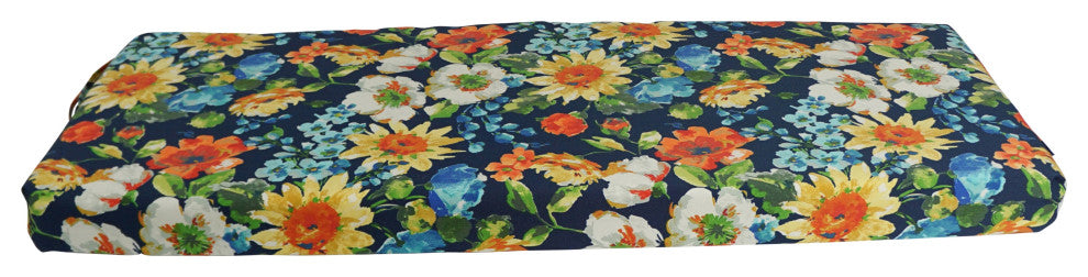 54"X19" Patterned Outdoor Spun Polyester Bench Cushion, Alfinia Fresco Caspian