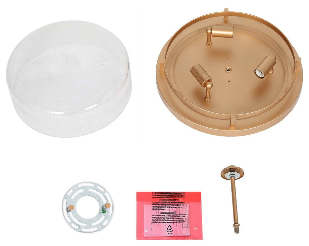 LNC Modern 3-Light Gold Flush Mount Light With Seeded Glass Shade