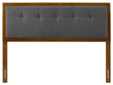 Tufted Headboard, King Size, Wood, Fabric, Brown Walnut Gray, Modern