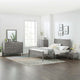 Platform Bed Dresser Chest Nightstand Set, Full Size, Wood, Gray, Modern