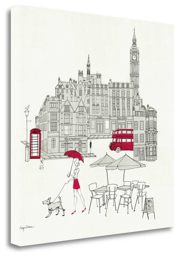 "World Cafe I - London Red" By Avery Tillmon, Giclee on Gallery Wrap Canvas