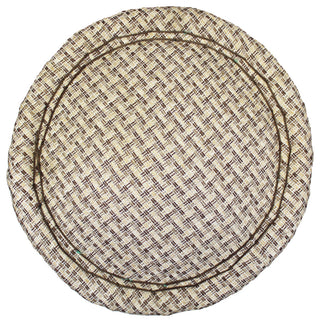 Natural Geo Moray Jute/Reed Decorative Cushioned Accent Stool, Light Brown