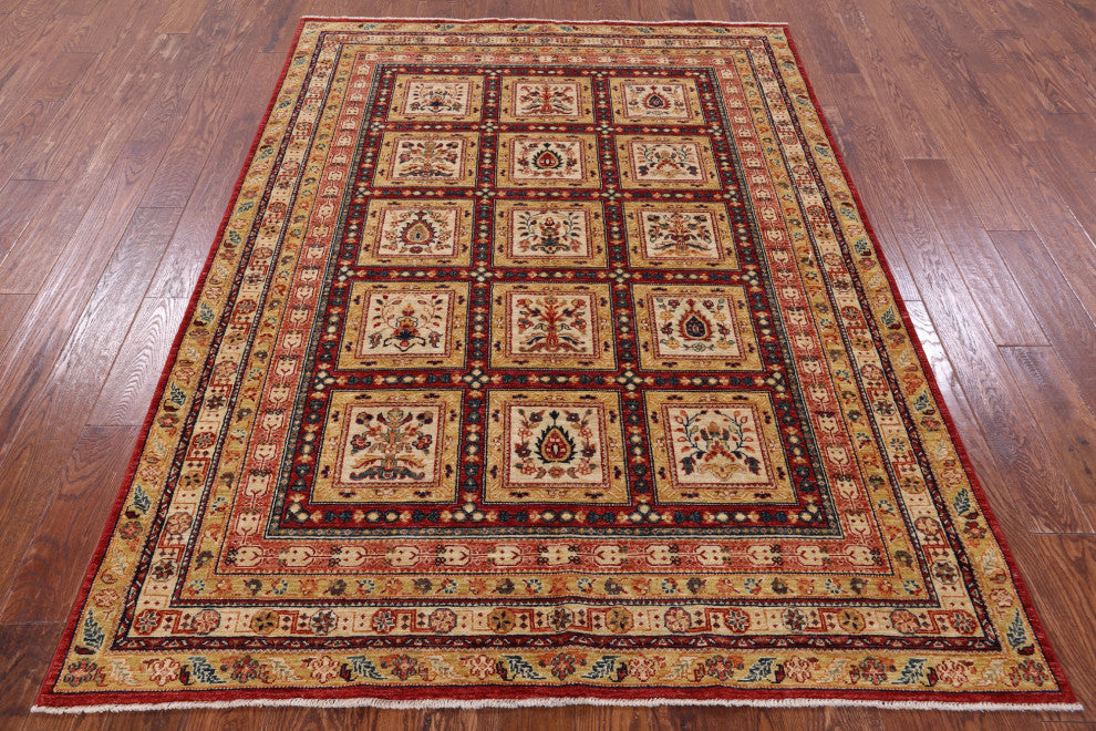 5' 8" X 7' 8" Garden Design Persian Handmade Wool Rug Q10664