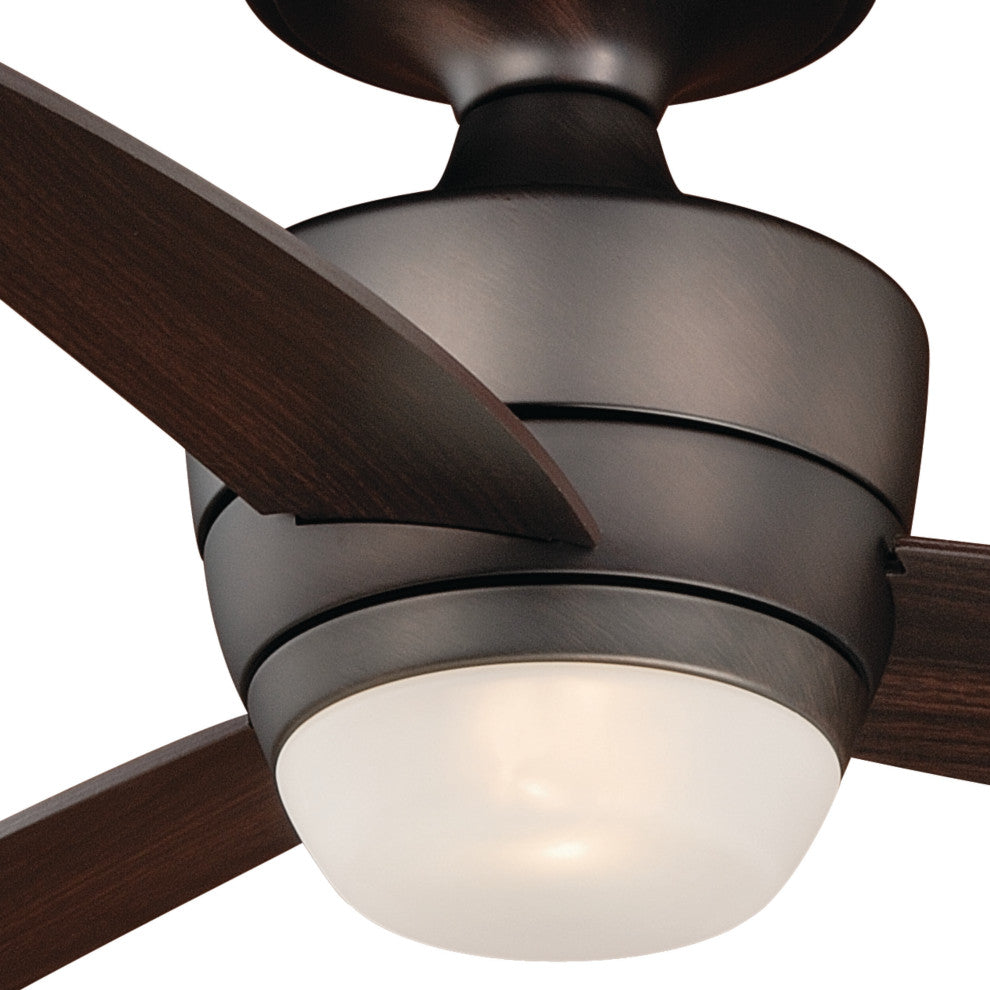 Adrian 44" Quiet Flush Ceiling Fan With LED Light Kit and Remote, Copper Bronze