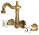 Kingston Brass 8" Center Wall Mount Bathroom Faucet, Antique Brass