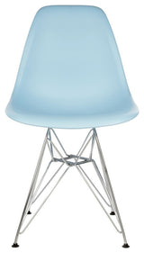 DSR Light Blue Mid Century Modern Dining Shell Chair, Steel Eiffel Legs