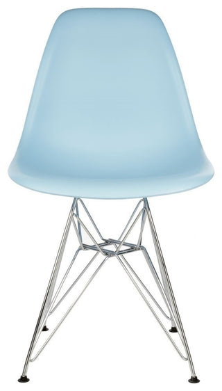 DSR Light Blue Mid Century Modern Dining Shell Chair, Steel Eiffel Legs