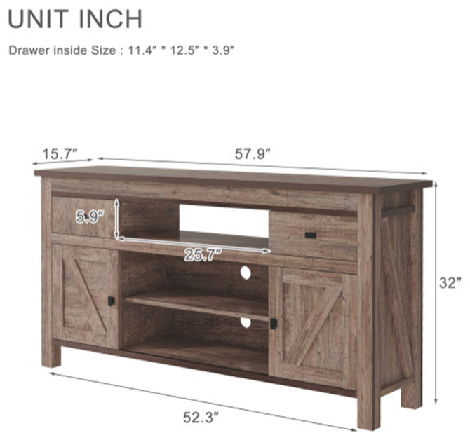 Modern Functional Particleboard TV Stand Antique Gray table with two drawers