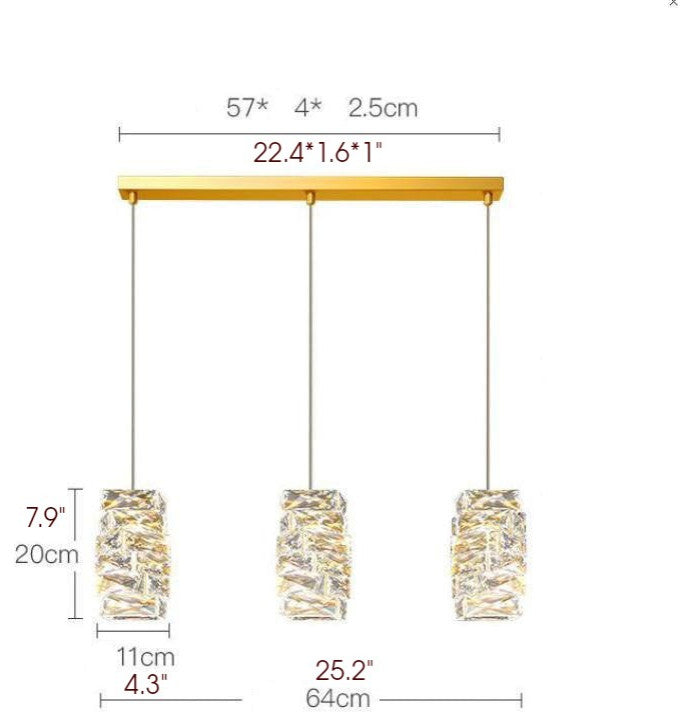 MIRODEMIÂ® Mioglia | Art Deco Copper LED Crystal Pendant Lamp, Style B