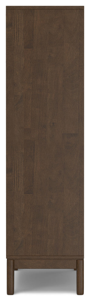 Harper Solid Hardwood 5 Shelf Bookcase, Walnut Brown