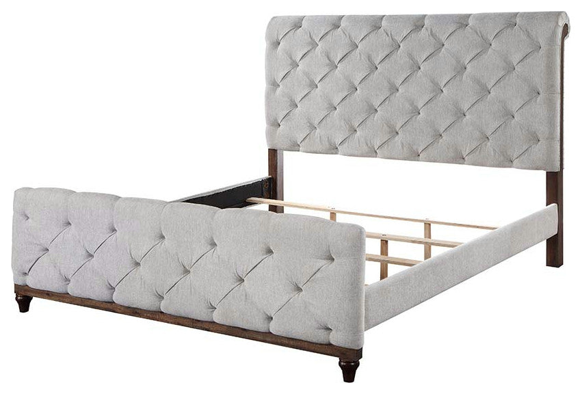 Lydia Rolled Headboard Standard Bed, Queen