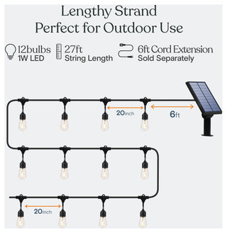 Brightech Ambience Pro Solar - 3000K Soft White Hanging Filament Bulbs, 27 Ft