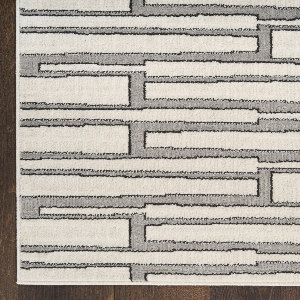 Nourison Nordic 2'' x 6'' Ivory Grey Scandinavian Indoor Rug