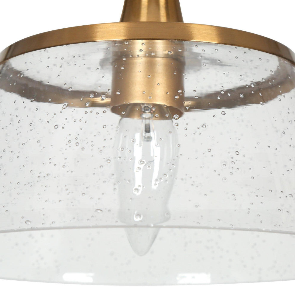 LNC 1-Light Polished Gold With Seeded Glass Modern Linear Mini Pendant Light