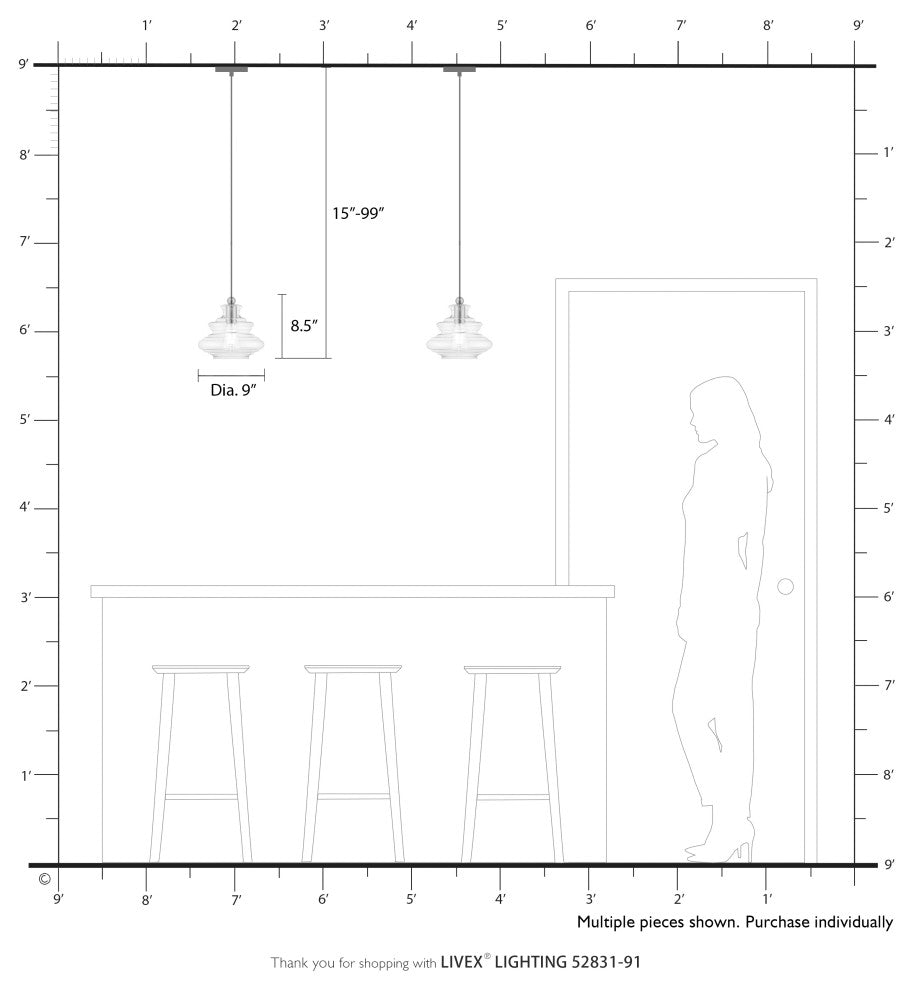 1 Light Brushed Nickel Pendant, Chrome Finish Accents