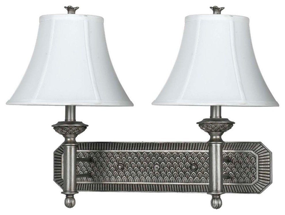 60W Pineapple Hotel Wall Lamp, Antique Silver Finish, White Shade