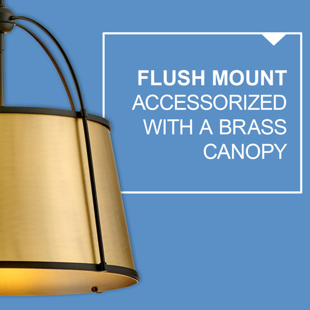 Hinkley Clarke 24.5" Medium Drum Chandelier, Lacquered Dark Brass + Black