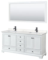 Wyndham Collection WCS202072D-VCA-M70 Deborah 72" - White / Carrara Cultured