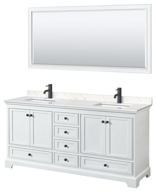 Wyndham Collection WCS202072D-VCA-M70 Deborah 72" - White / Carrara Cultured