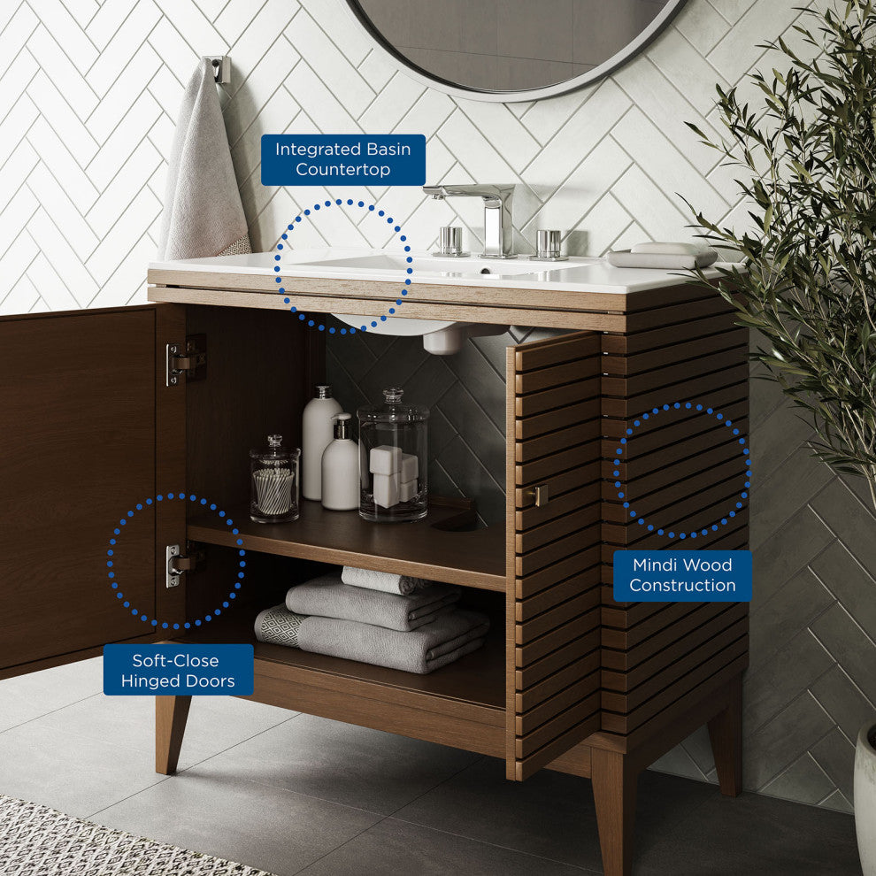 Ledger 36" Bathroom Vanity Walnut White
