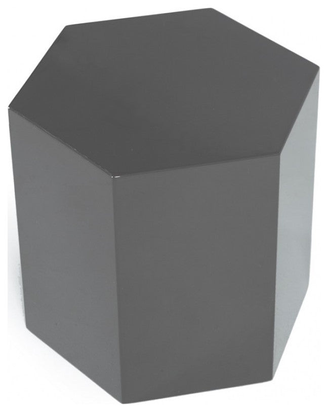 Modern Light Grey High Gloss Hexagonal End Table