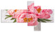 Peony Flowers on White Floor, Floral Canvas Art Print, 60"x32", 5 panels