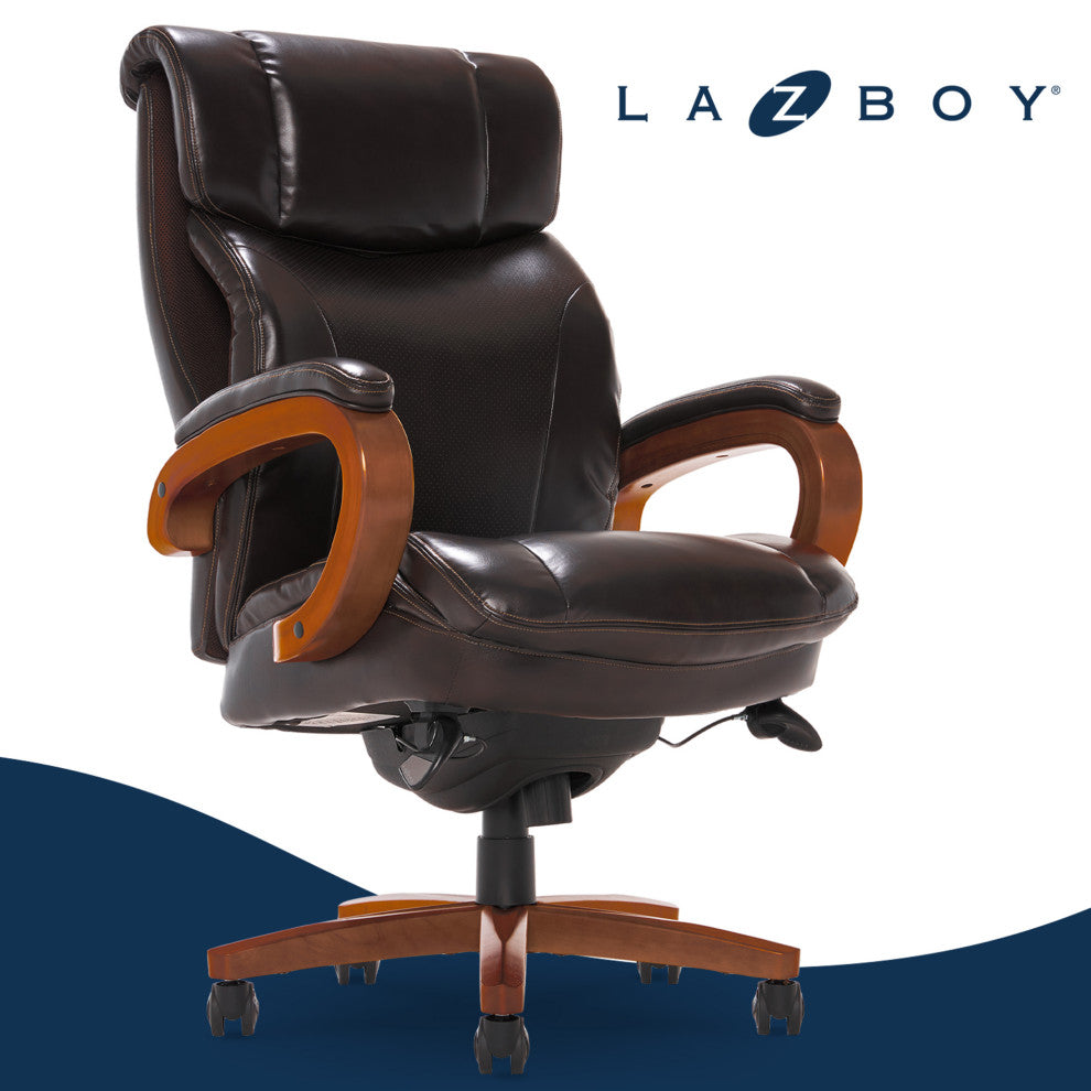 La-Z-Boy Big and Tall Trafford Executive Office Chair with AIR Lumbar Brown