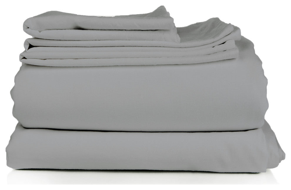 Egyptian Cotton Feel Cool, 4-Piece Sheet Set Deep Pockets, Silver, Twin/Twin Xl