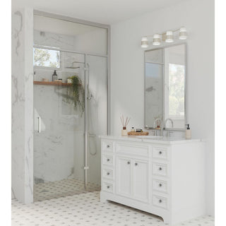 Haven Collection Four-Light Brushed Nickel Opal Glass Luxe Industrial Bath Light