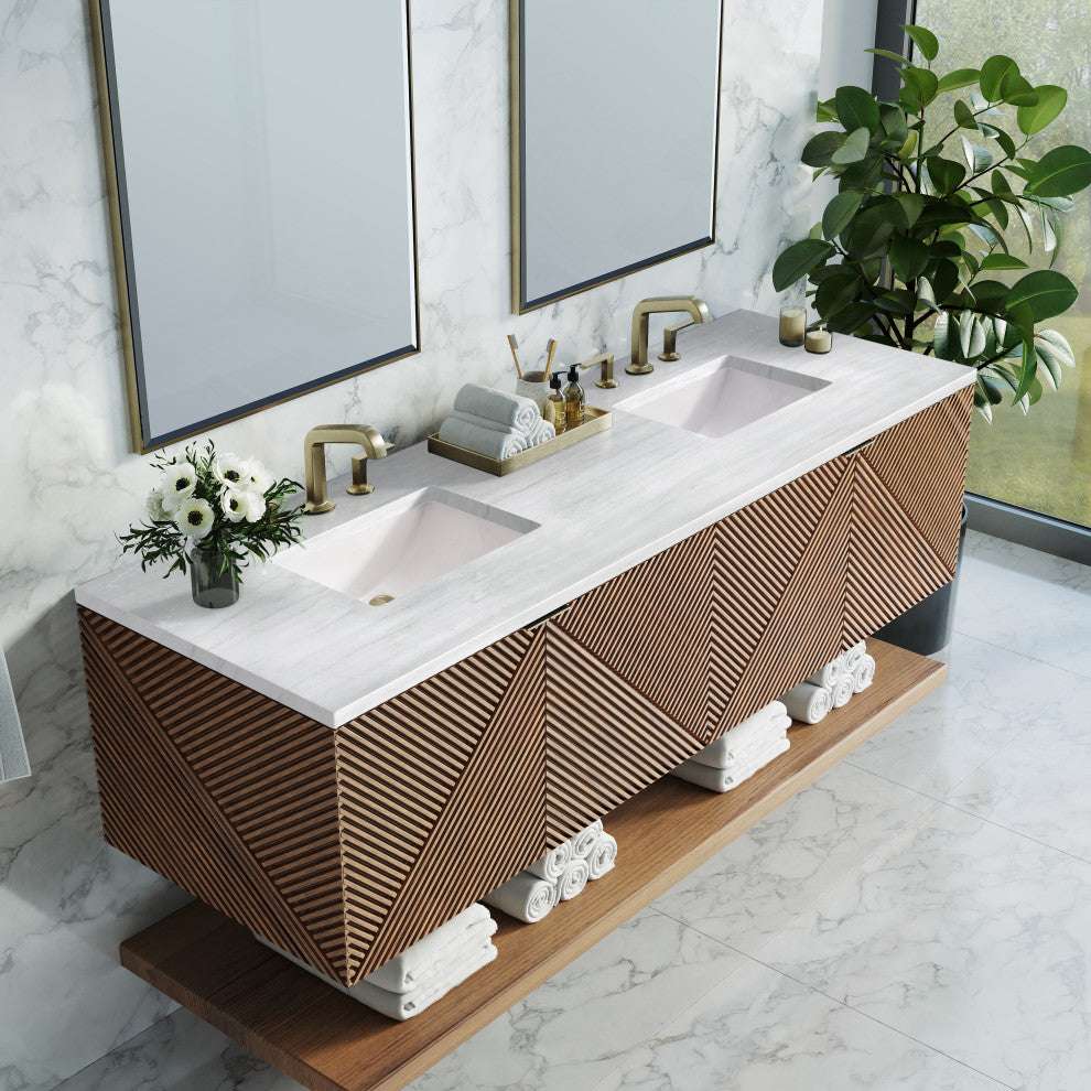 Marcello 72" Double Vanity, Chestnut, Arctic Fall