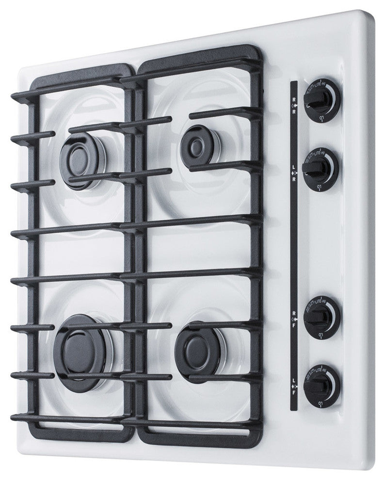 Summit WTL033S 24"W 4 Burner Gas Cooktop - White