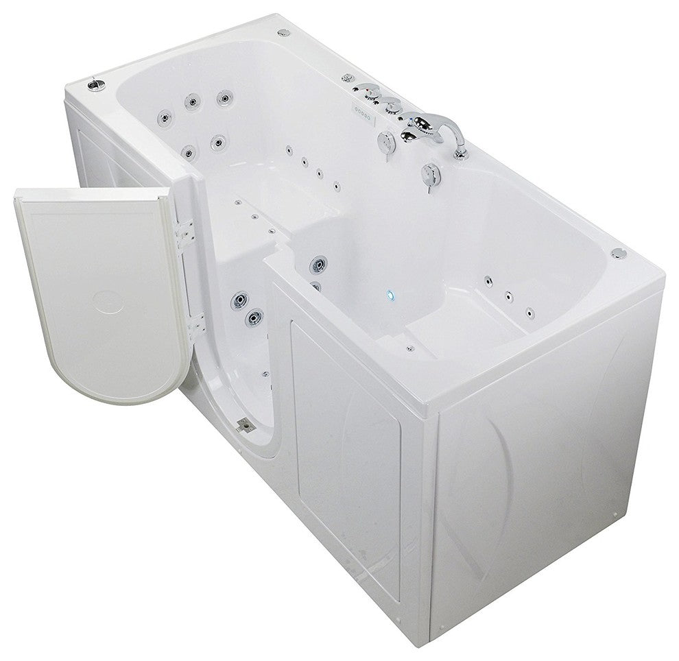 2-Seat Dual+Foot MassageHeated Seats Walk-In Bathtub, 2" Dual Drain