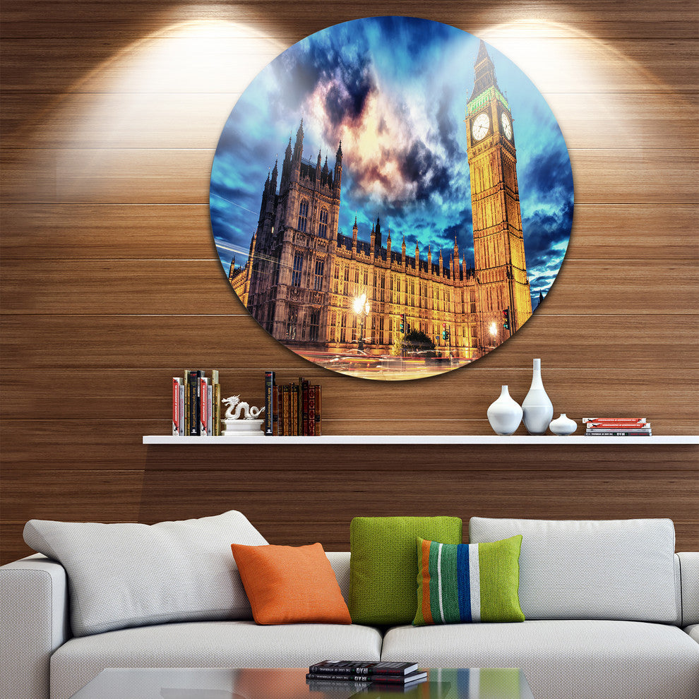 Big Ben And House Of Parliament, Cityscape Photo Round Wall Art, 23"