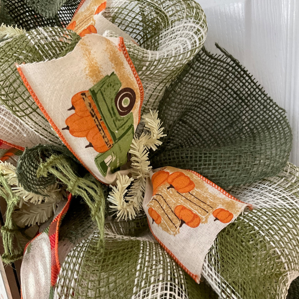 Hello Pumpkin Handmade Deco Mesh Harvest Wreath