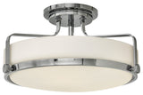 Hinkley Harper 18" Large Semi-Flush Ceiling Light, Chrome + Etched Opal