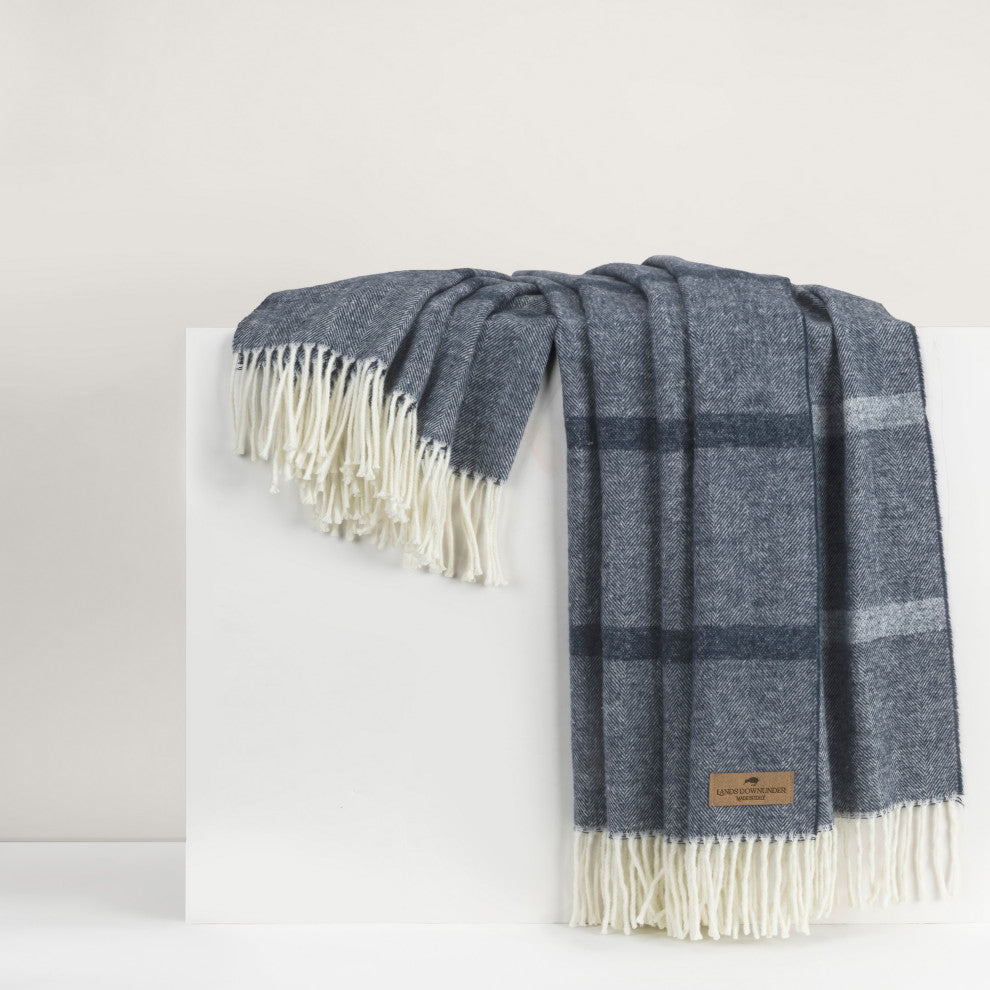 Montauk Stripe Herringbone Throw, Navy